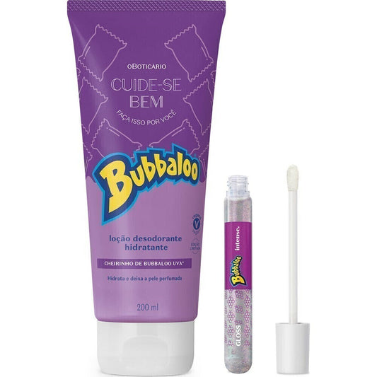 COMBO BUBBALOO UVA INTENSE: GLOSS 5ML + LOÇÃO CORPORAL 200ML