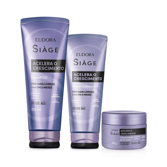 kit Acelera O Crescimento: Shamp 250 + Cond 200 + Creme 80g