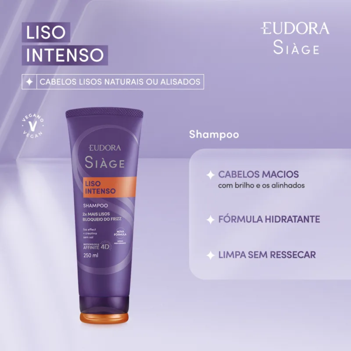 Eudora Kit Siàge Liso Intenso Shampoo 3 Unidades Nova Versão