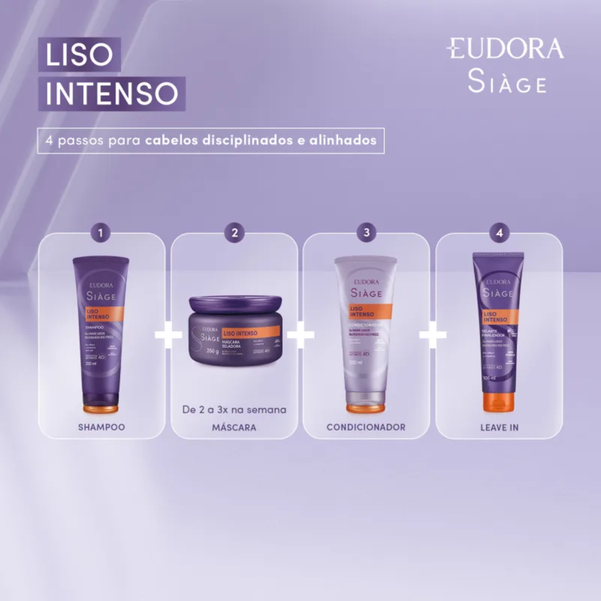 Eudora Kit Siàge Liso Intenso Shampoo 3 Unidades Nova Versão