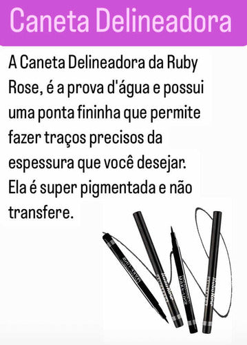 Caneta Delineadora Preto Para Olhos Prova D'água Ruby Rose