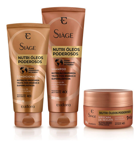 KIT SIÀGE NUTRI ÓLEOS PODEROSOS SHAMP + CONDIC + MASC +BOLSA