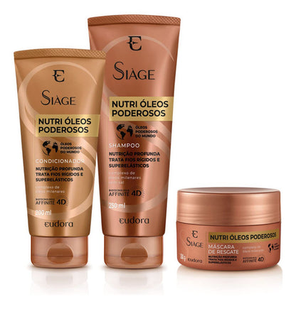 KIT SIÀGE NUTRI ÓLEOS PODEROSOS SHAMP + CONDIC + MASC +BOLSA