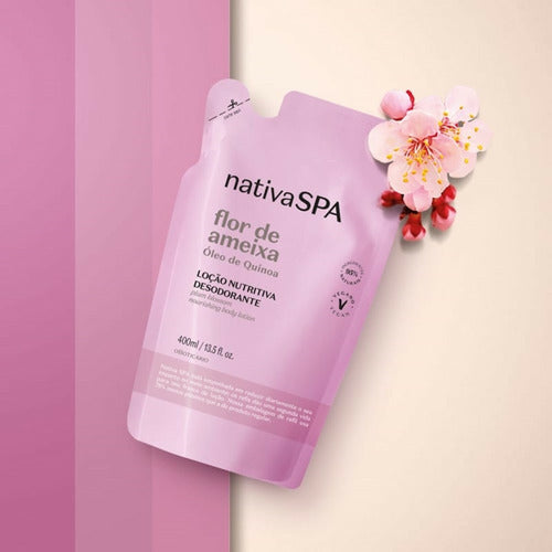 REFIL LOÇÃO DESODORANTE HIDRATANTE CORPORAL NATIVA SPA FLOR DE AMEIXA 400ML