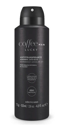 BOTICÁRIO ANTITRANSPIRANTE AEROSSOL JATO SECO COFFEE MAN LUCKY 75G