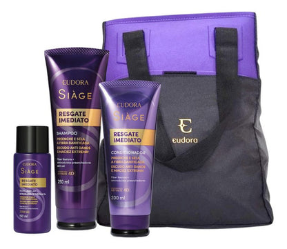 KIT RESGATE IMEDIATO SHAMP 250ML + COND200ML +ÁGUA LAMELAR 150ML + BOLSA