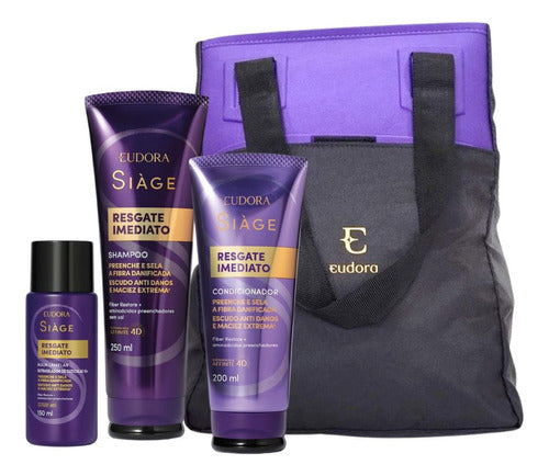 KIT RESGATE IMEDIATO SHAMP 250ML + COND200ML +ÁGUA LAMELAR 150ML + BOLSA