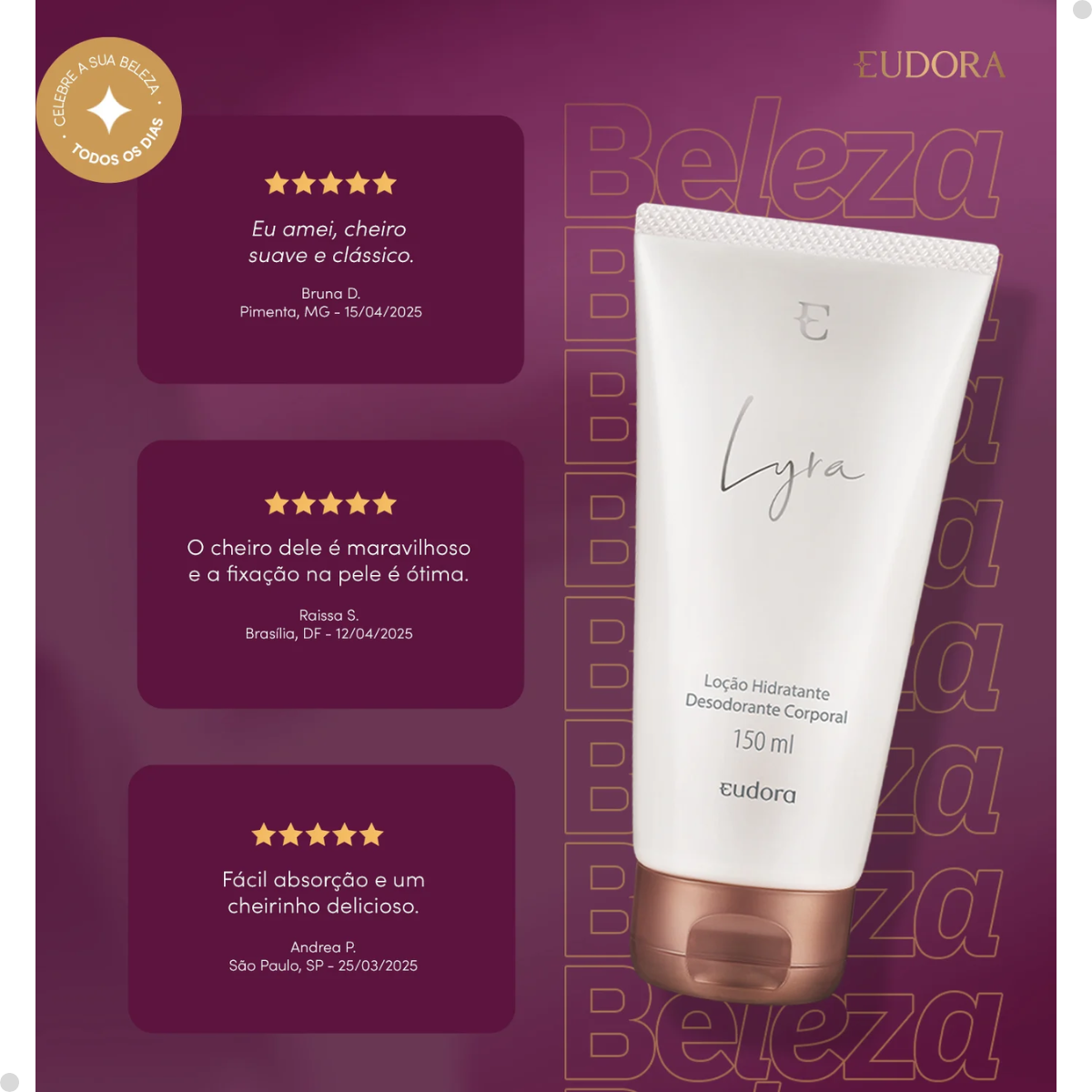 Kit Lyra: Body Spray 100ml + Loção Hidratante 150ml