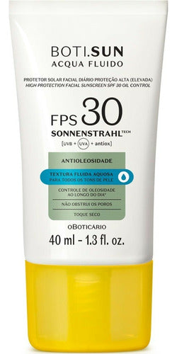 PROTETOR SOLAR FACIAL ANTIOLEOSIDADE FPS30 BOTI SUN ACQUA FLUIDO 40ML