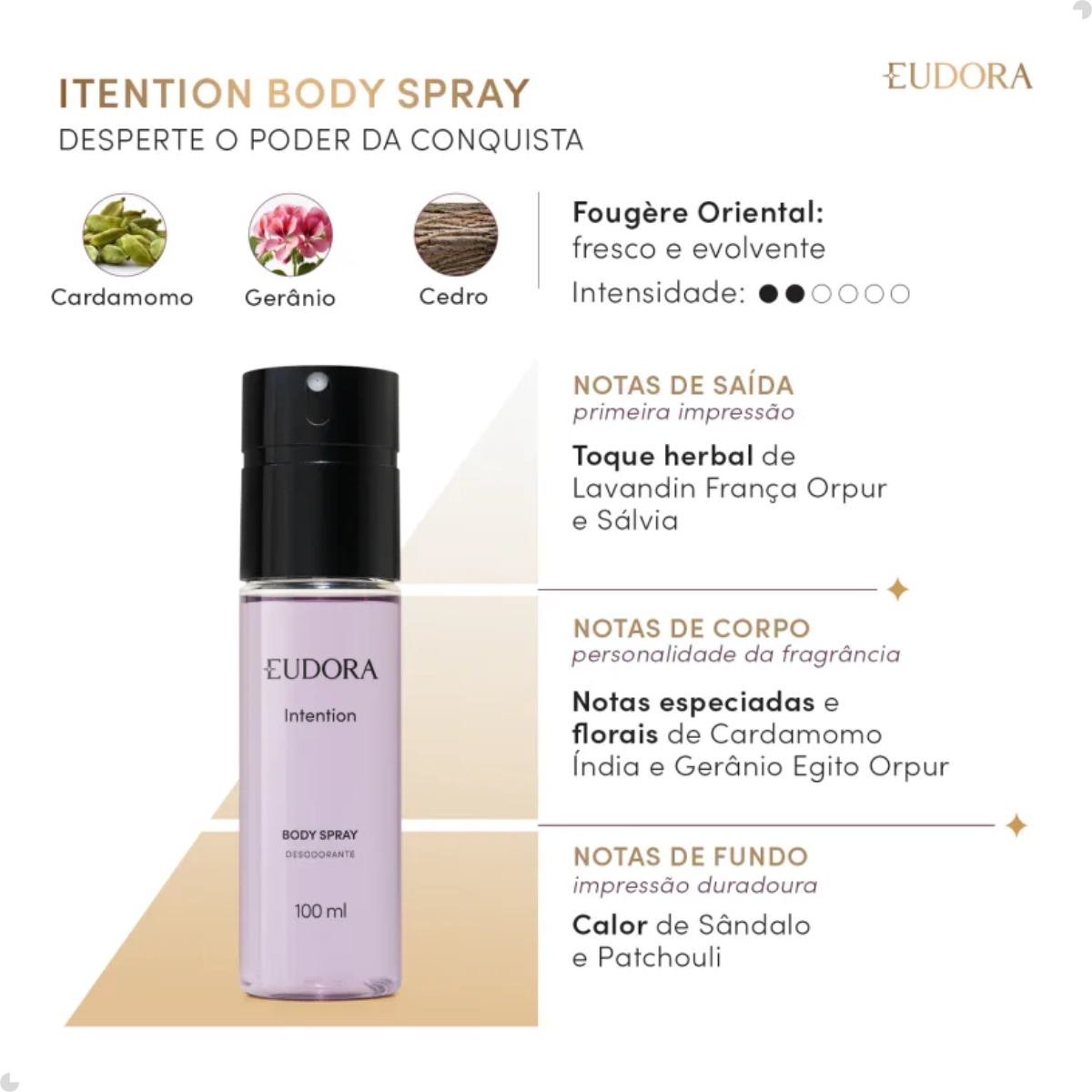 Eudora Intention Body Spray 100 ml – Frescor e Sensualidade
