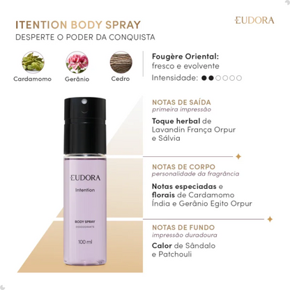 Eudora Intention Body Spray 100 ml – Frescor e Sensualidade