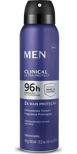 BOTICÁRIO DESODORANTE ANTITRANSPIRANTE AEROSOL MEN CLINICAL ULTRA PROTECT 90G