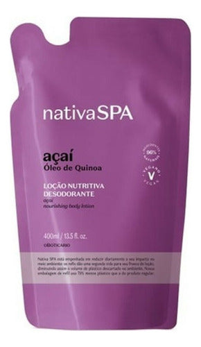 REFIL LOÇÃO HIDRATANTE DESODORANTE CORPORAL NATIVA SPA AÇAÍ 400ML