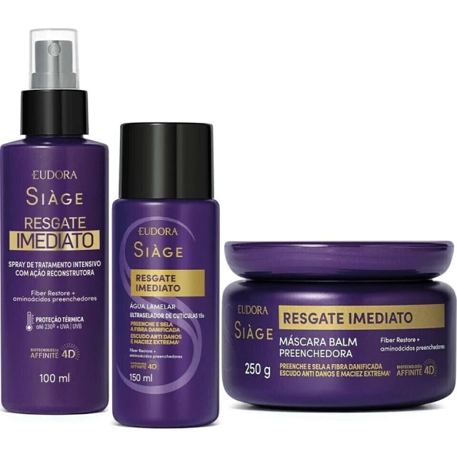 KIT RESGATE IMEDIATO MASC 250 ÁGUA LAMELAR 150ML LEAVE 100ml