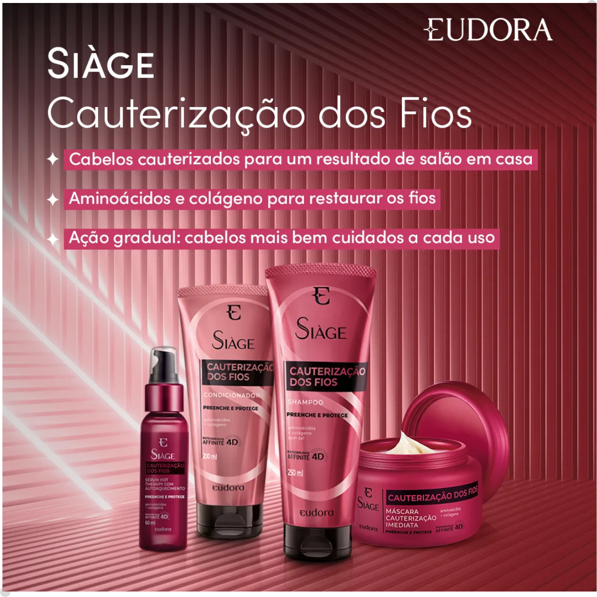 KIT CAUTERIZAÇÃO DOS FIOS: SHAMPOO + COND + REFIL MASCARA