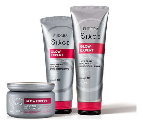 Eudora Kit Siàge Glow Expert: Shampoo 250ml + Condicionador 200ml + Máscara Capilar 250g