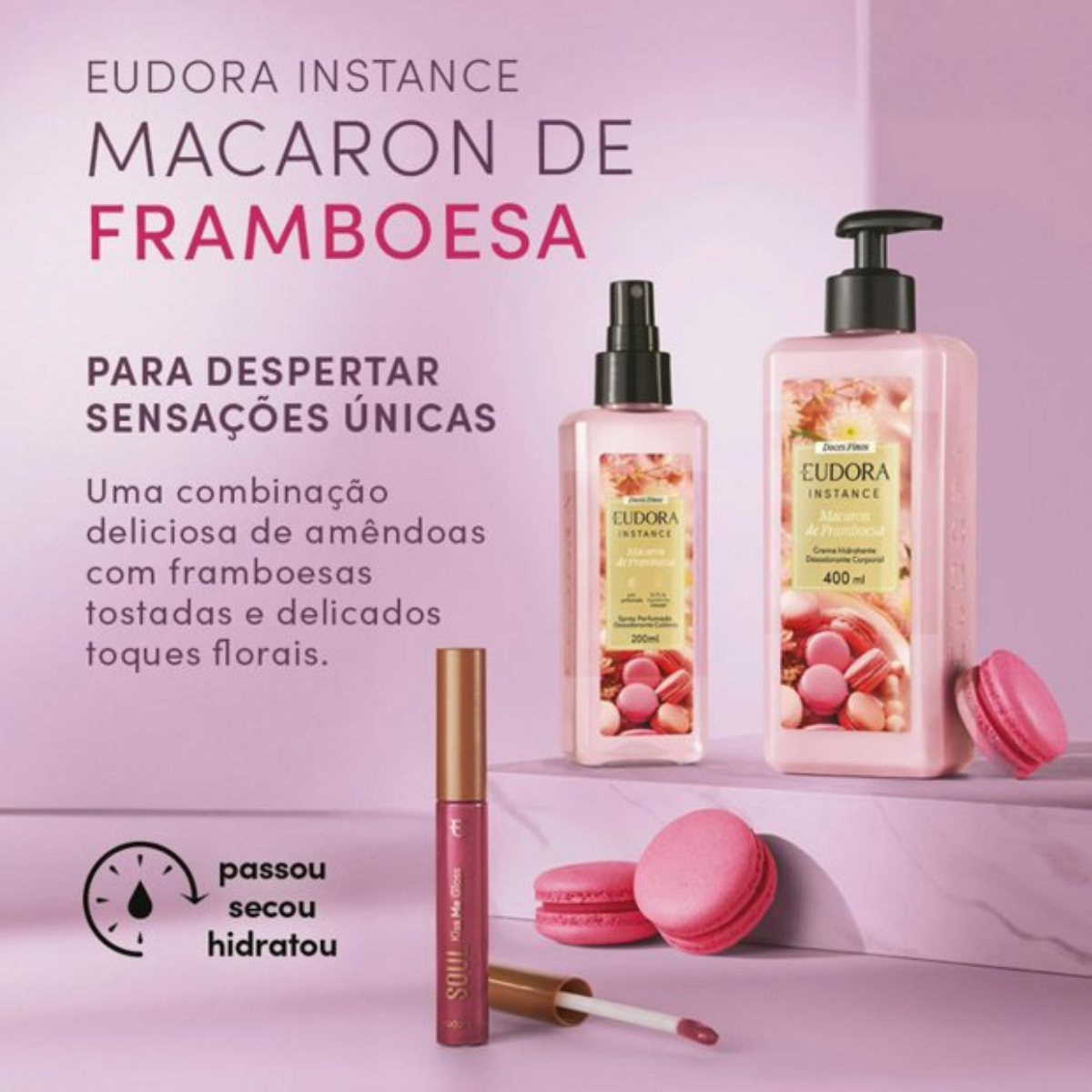 DESODORANTE COLÔNIA SPRAY INST MACARON DE FRAMBOESA 200ML
