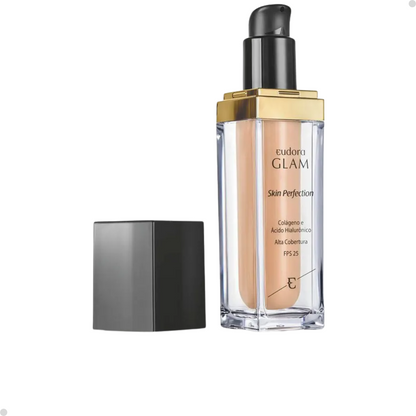 BASE LÍQUIDA GLAM SKIN PERFECTION COR 00 + ESPONJA NINNA