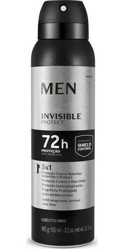 BOTICÁRIO ANTITRANSPIRANTE AEROSOL JATO SECO MEN INVISIBLE PROTECT 90G
