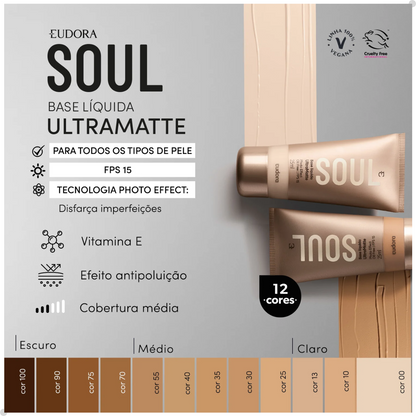 BASE LÍQUIDA SOUL ULTRA MATTE COR 25 25ML