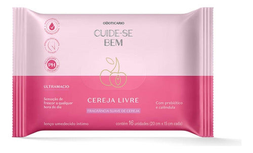 LENÇO UMEDECIDO ÍNTIMO CUIDE-SE BEM CEREJA LIVRE