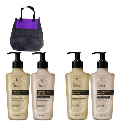 COMBO SIÀGE: 2 SHAMPOO 400ML + 2 CONDICIONADOR 400ML + BOLSA