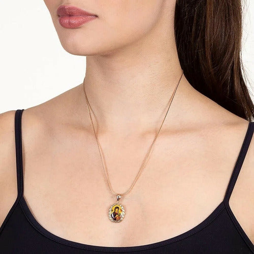 PINGENTE ROMMANEL - NOSSA SENHORA DO PERPÉTUO SOCORRO - JOIA FOLHEADA OURO 18K