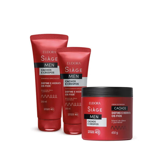 COMBO SIÀGE MEN: CONDICIONADOR CACHOS E CRESPOS 200ML + SHAMPOO CACHOS E CRESPOS 250ML + CREME PARA PENTEAR CACHEADOS 45