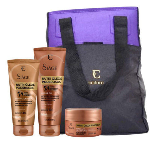 KIT SIÀGE NUTRI ÓLEOS PODEROSOS SHAMP + CONDIC + MASC +BOLSA