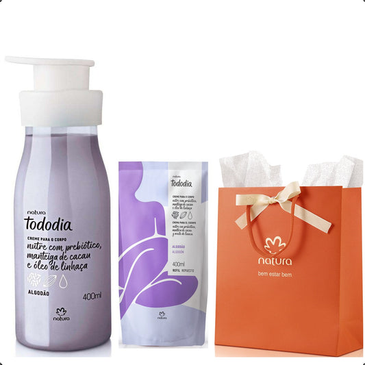 Presente Natura Tododia Algodão Creme + Refil + Sacola