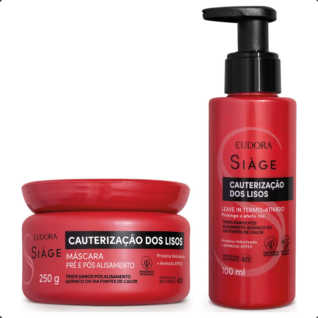 COMBO SIÀGE CAUTERIZAÇÃO DOS LISOS: MÁSCARA CAPILAR 250G + LEAVE IN 100ML