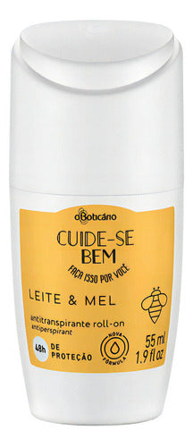 BOTICARIO DESODORANTE ANTITRANSPIRANTE ROLL-ON CUIDE-SE BEM LEITE E MEL 55ML