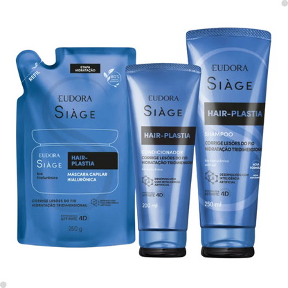 KIT HAIR PLASTIA-SHAMP 250ML + REFIL MÁSC 250G + COND 200ML