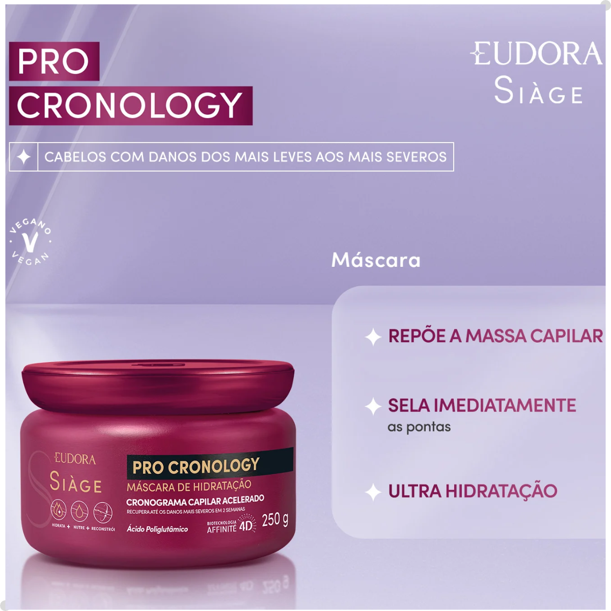 COMBO SIÀGE PRO CRONOLOGY: SHAMPOO 250ML + CONDICIONADOR 200ML + MÁSCARA DE HIDRATAÇÃO 250G