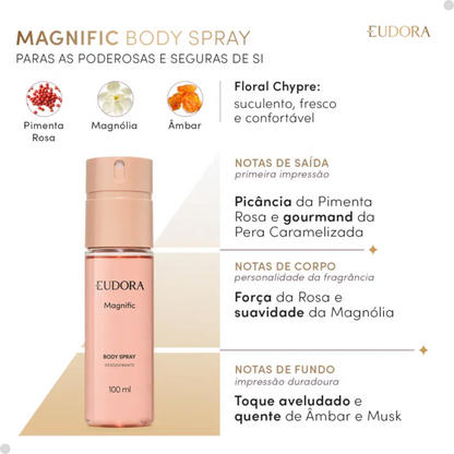 KIT 3 BODY SPRAY DESODORANTE MAGNIFIC 100ML