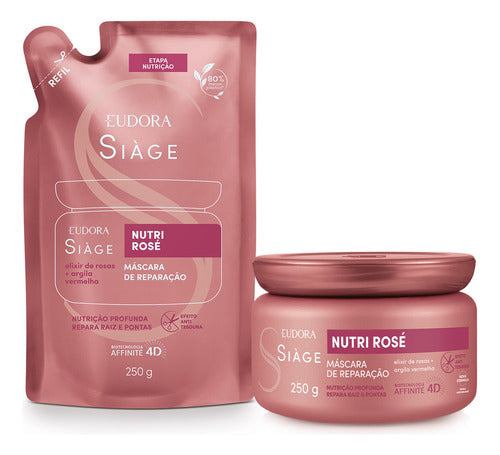 Combo Siàge Nutri Rosé Máscara: Máscara Capilar 250g + Refil Máscara Capilar 250g