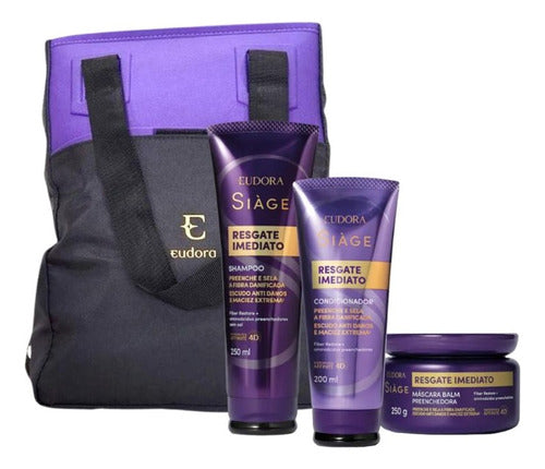 KIT RESGATE IMEDIATO: SHAMPOO + COND + MASC 250G + BOLSA