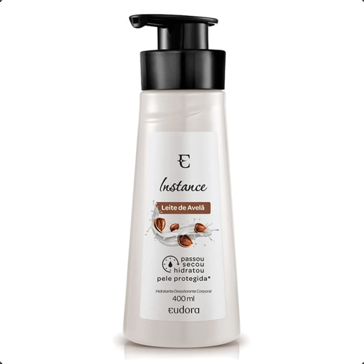LOÇÃO HIDRATANTE DESODORANTE CORPORAL INSTANCE LEITE DE AVELÃ, 400 ML