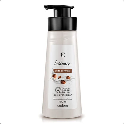 LOÇÃO HIDRATANTE DESODORANTE CORPORAL INSTANCE LEITE DE AVELÃ, 400 ML