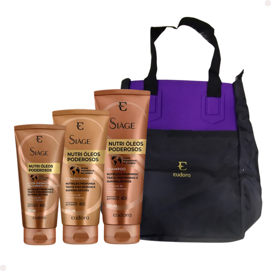 KIT SIÀGE NUTRI ÓLEOS PODEROSOS SHAMPOO + CONDICIONADOR + ELIXIR + BOLSA