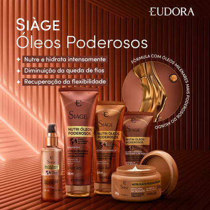 KIT SIÀGE NUTRI ÓLEOS PODEROSOS SHAMPOO + CONDICIONADOR + ELIXIR + BOLSA